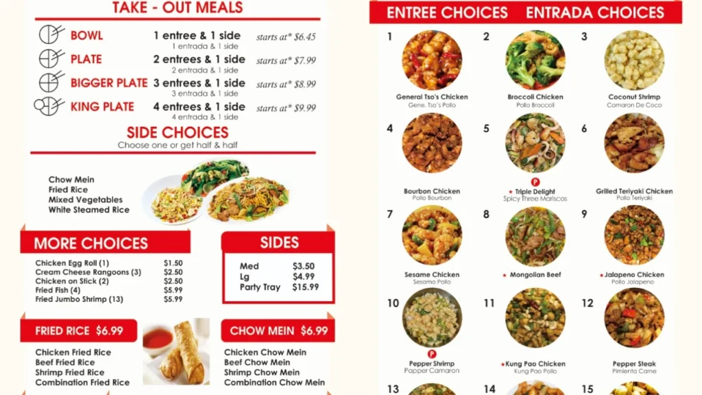 China King Menu Updated 2025