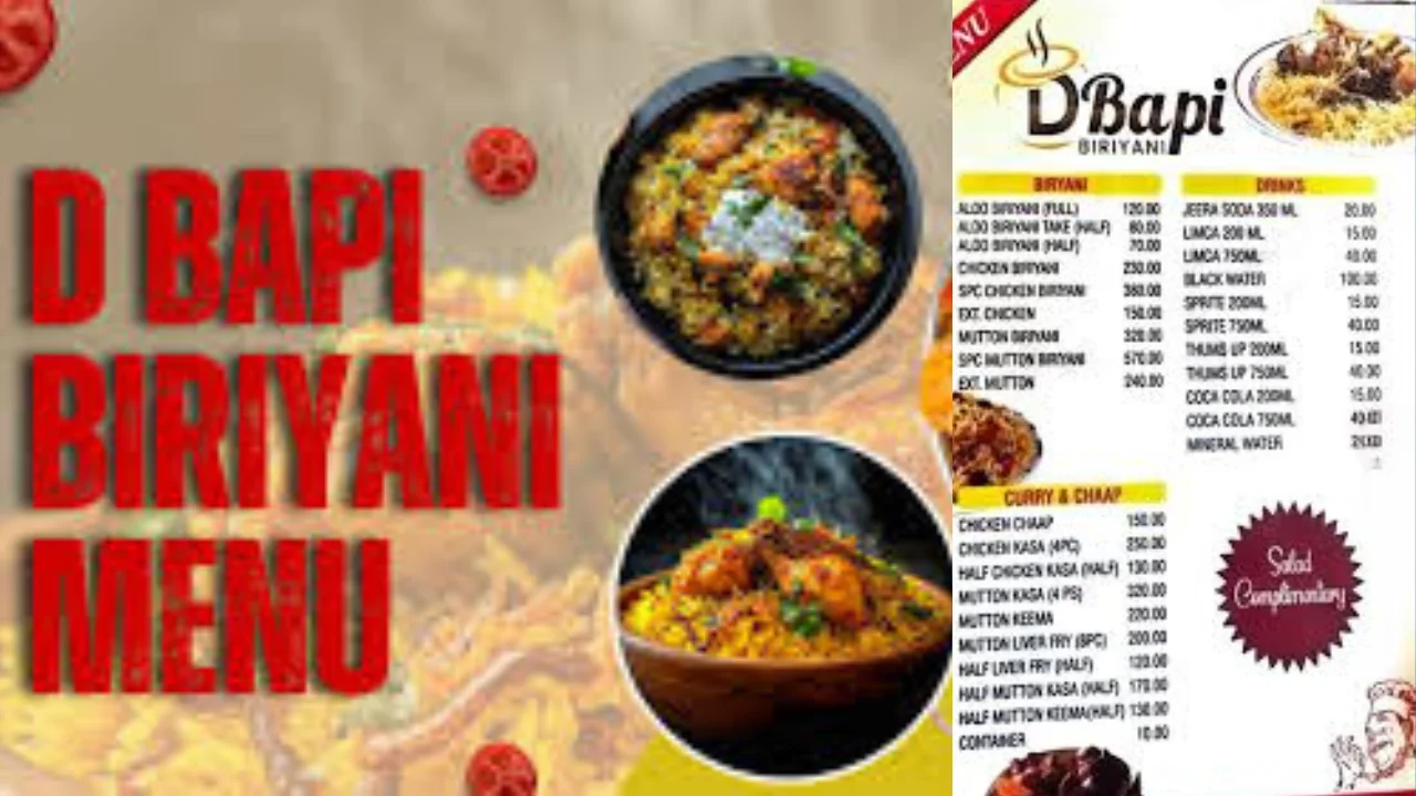 D Bapi Biriyani Menu