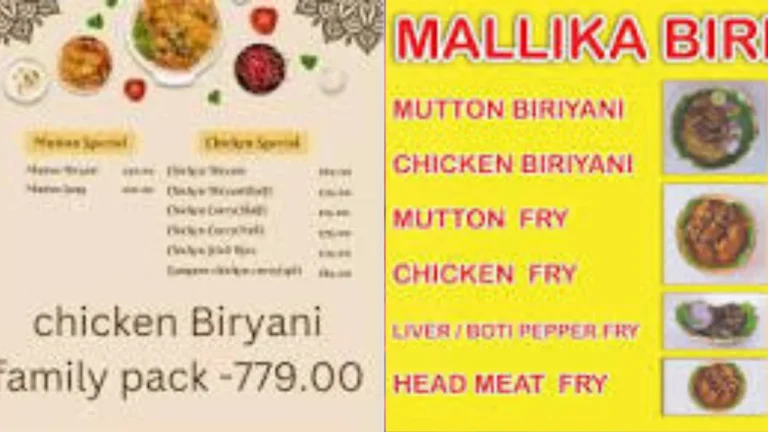 Mallika Biryani Menu