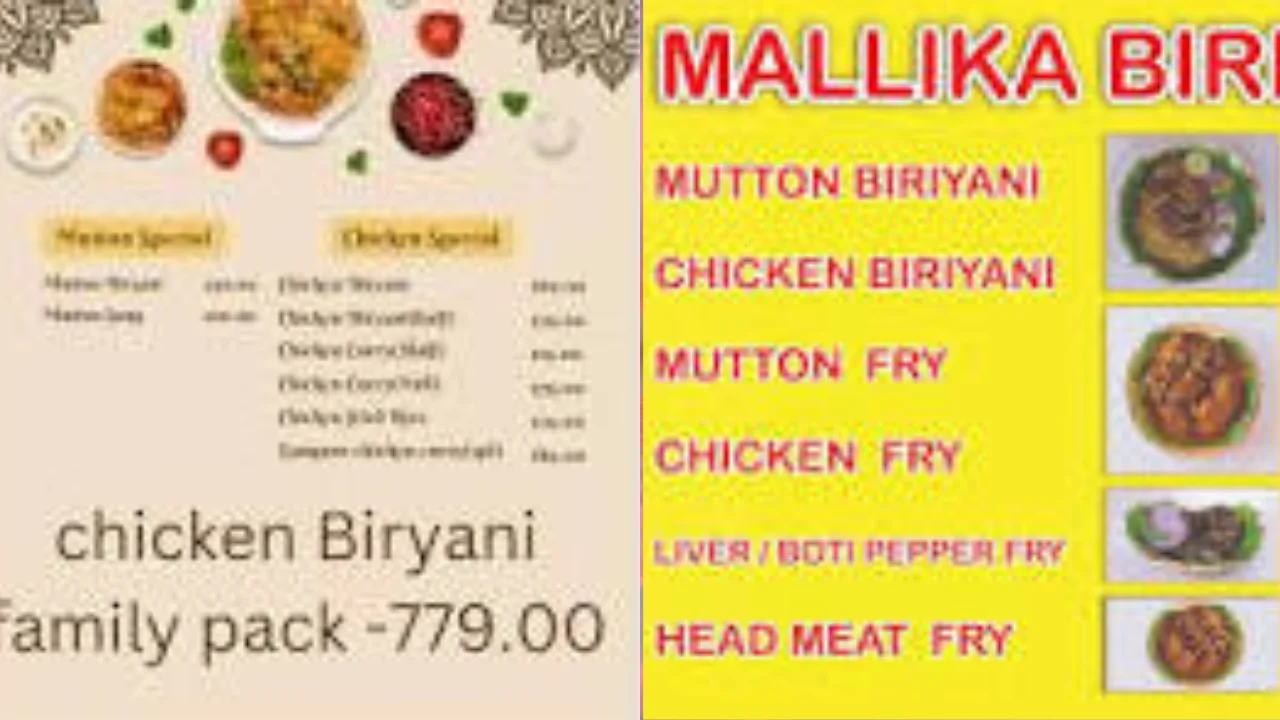 Mallika Biryani Menu