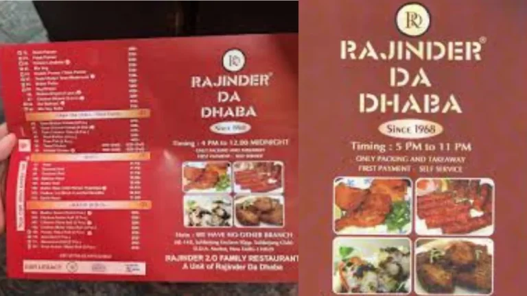 Rajinder Da Dhaba Menu