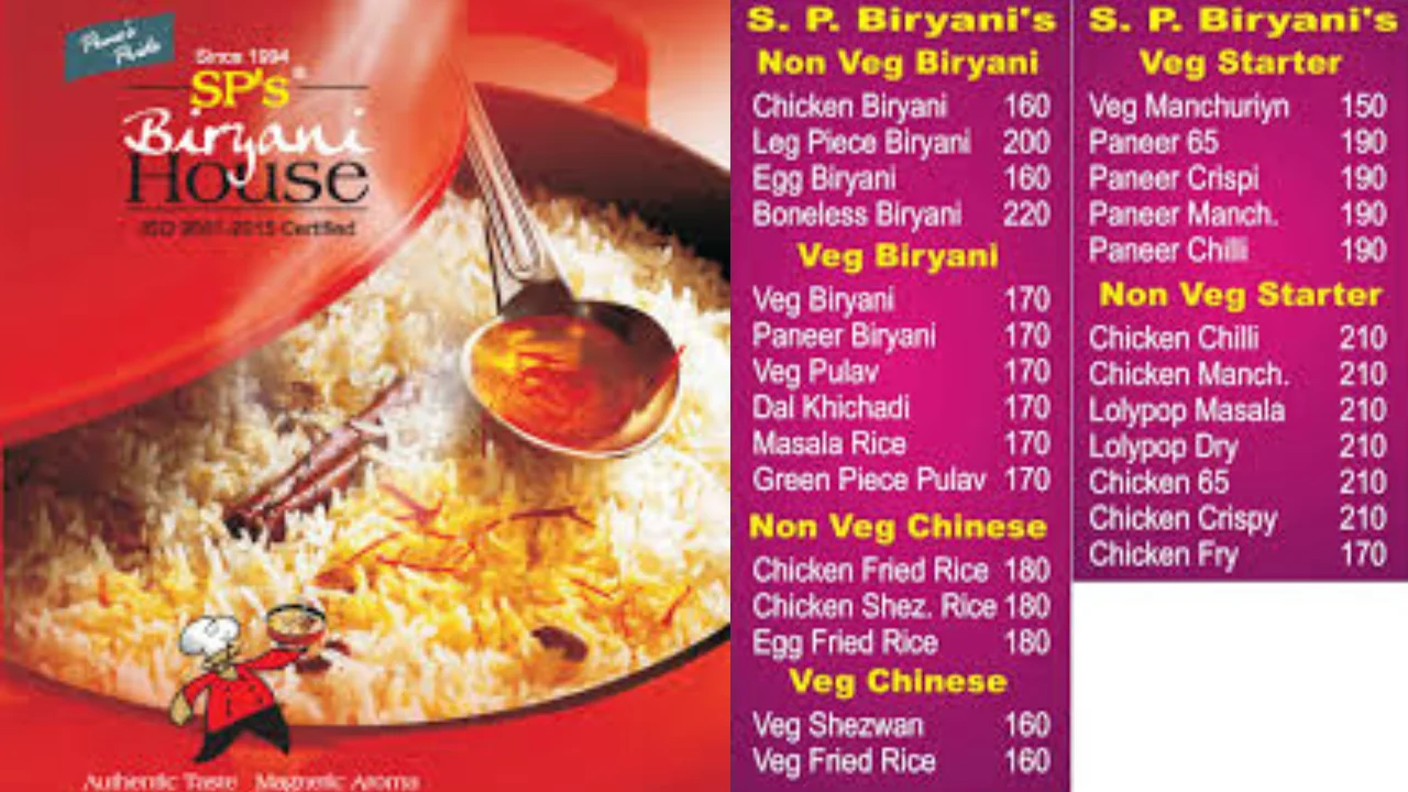 SP's Biryani House Menu