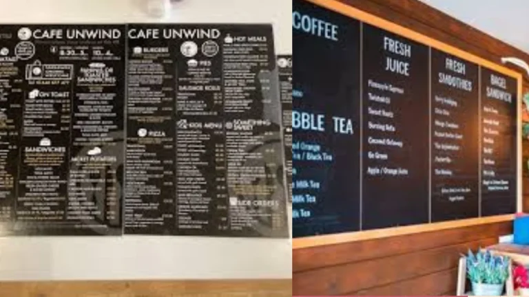 Unvind Cafe Menu